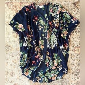 Emory Park Navy Floral Swim Cover